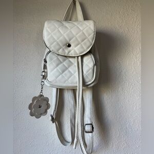 Elegant White Quilted Backpack